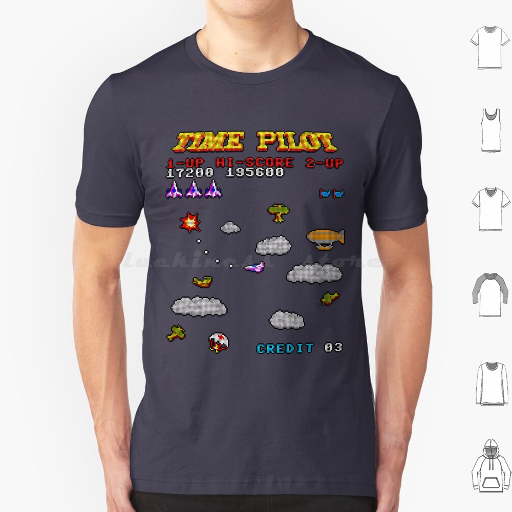 Retro Gaming T Shirt - ไทม์ไพลอต 2 เสื้อยืดผ้าฝ้ายผู้ชายผู้หญิง DIY พิมพ์พิกเซลเพลย์ พิกเซลอาร์ต